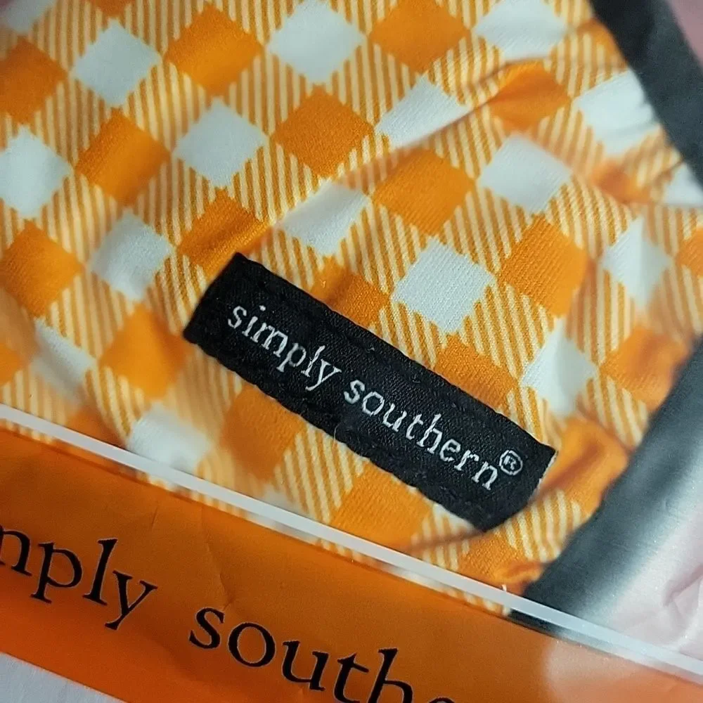 Simply Southern Collection Orange Check mask with inner pockets-ADULT